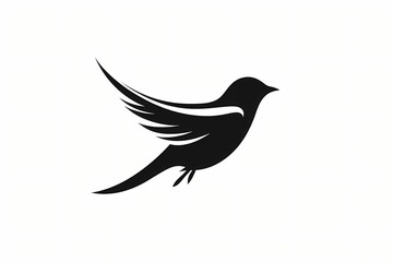 An artistic stamp with a minimalist illustration of a bird, symbolizing freedom and inspiration, isolated on a white solid background