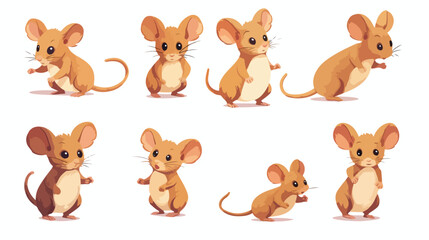 Cute little mouse doing various activities set. Fun