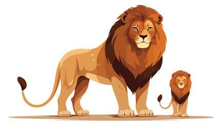 Cute male lion and lioness simple isolated vector d