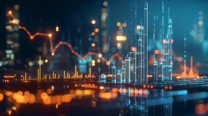 Obraz premium Animated oil demand forecast chart, predicting future trends with data-driven insights,