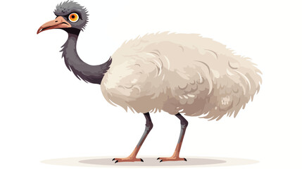 Cute ostrich on white background. vector illustrati - obrazy, fototapety, plakaty