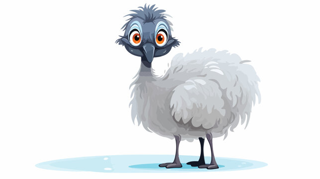 Cute ostrich on white background. vector illustrati