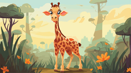 Naklejka premium Cute playful giraffe vector safari vector design j