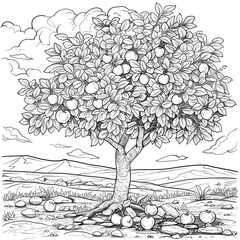 Obraz premium Apple tree coloring book 