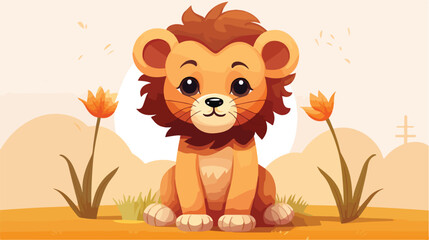 Obraz na płótnie Canvas Cute playful lion vector design safari theme jungle