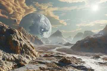 Gartenposter Extraterrestrial landscapes of alien planets and wonders of the universe. © Thi