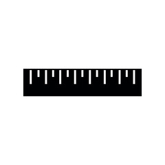 Ruler Fill Icon Symbol Vector. Black Glyph Ruler Icon