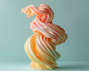 Carbonara reimagined as sculpture, draped in fashion, colorful culinary art ,3DCG,clean sharp focus - obrazy, fototapety, plakaty