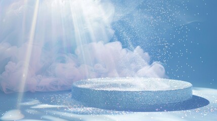 An ethereal sky blue backdrop dusted with iridescent glitter capturing the magical and dreamy essence of Glitter Glam. . .