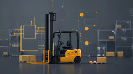 Explainer graphic on the machine learning process behind an AI forklift's operational improvements,