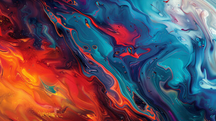 Fluid lines and shapes merging on canvas, a tribute to the motion of color,
