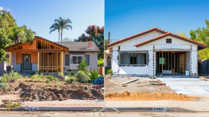 A before-and-after photo collage of a property renovation project, highlighting the potential for value appreciation through renovation. 