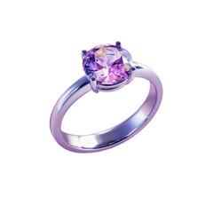 A close up of a ring with a purple stone