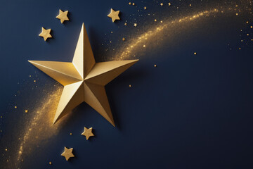 illustration of a golden stars ornament. Islamic greeting eid mubarak card design, beautiful background. AI generated