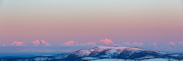 sunrise in the mountains Alaska range