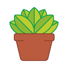 Plant Pot Green Nature Leaf Leaves Succulent Minimal Flat Color Icon Illustration Vector Web Print Social Media Design Isolated White