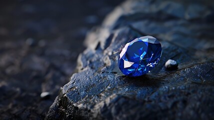 Generative AI : Natural Sapphire gemstone, Jewel or gems on black shine color