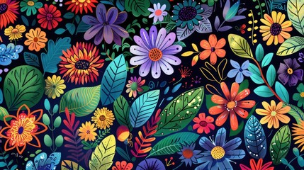 Obraz na płótnie Canvas Full screen flowers, illustrations, background patterns.