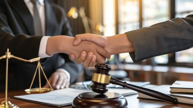 A lawyer negotiating a settlement with opposing counsel. 