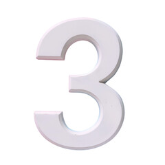 Naklejka premium A close up of a white number three on a Transparent Background