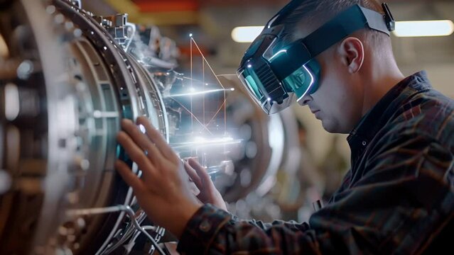 Engineer Using Virtual Reality in Machine Maintenance