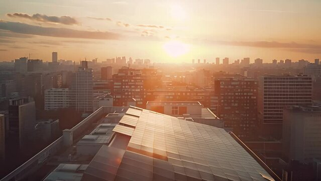 Sunset Silhouette Over the City Skyline