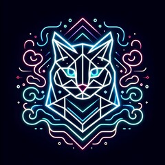 Obraz premium Cat silhouette with colorful shapes 