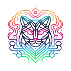 Fototapeta premium Cat silhouette with colorful shapes 