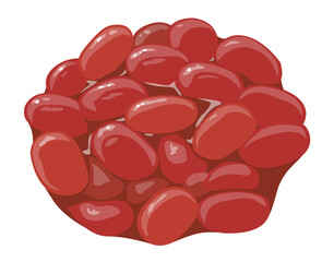 Sweetly boiled red kidney beans against white background