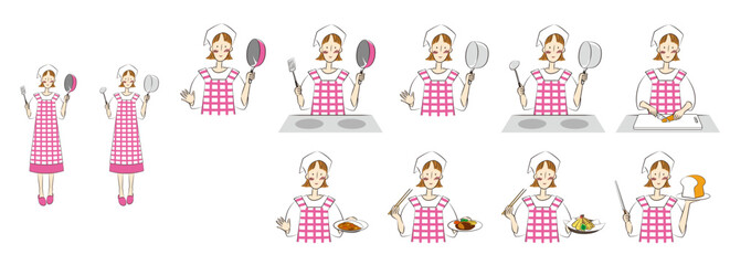 Cooking illustration (female set)