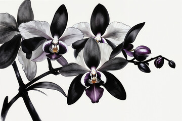 Watercolor Black and White Orchid