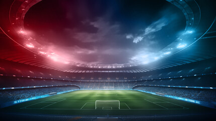 Luxury of Football stadium 3d rendering, Illustration - obrazy, fototapety, plakaty