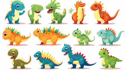 Dinosaur isolated vector character set. Prehistoric