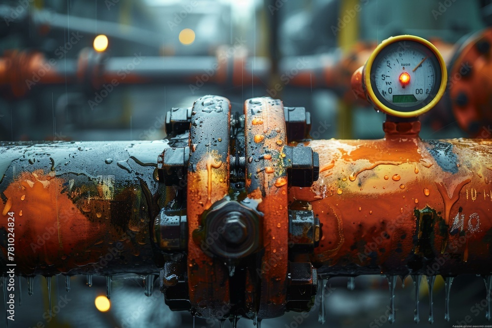 Aufkleber a close up of a pipe with water dripping on it. generative ai.