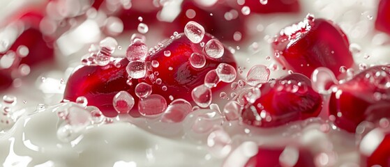 A close up of a bunch of strawberries and water in the bowl. Generative AI.