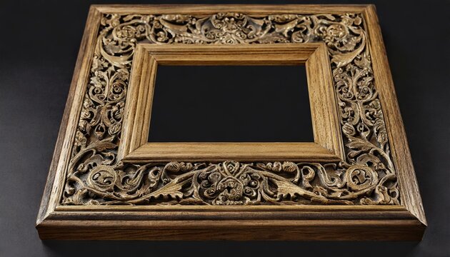 Photo frame, a beautifully handcrafted wooden blank picture frame adorned with intricate carving