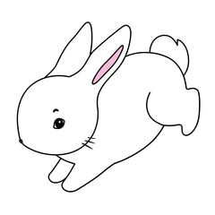 Bunny illustration, cute rabbit, hare. Gray, white, pink set of cutie animal portrait in pastel colors. Stickers, wall art, kids room decoration, easter