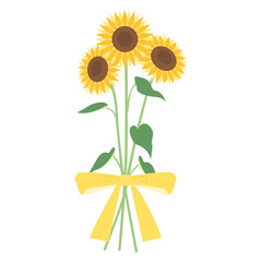 ひまわりの花束のイラスト　アイコン　ベクター