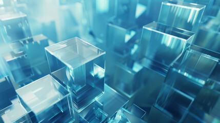 Abstract blue background with cubes, technology wallpaper design