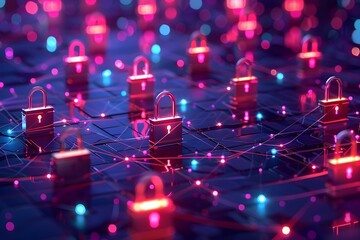 Isometric Virtual Padlocks in a Connected Cybersecurity Network Illustrating the Importance of...