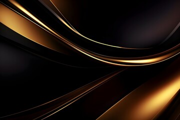 Luxurious Black and Gold Abstract with Dynamic Futuristic Lines and Gradient Backdrop
