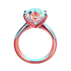 A close up of a diamond ring with a diamond on top