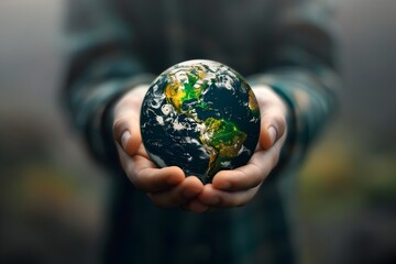 Fototapeta premium Hands Shaping the Future:Embracing Our Global Responsibility to Cultivate a Sustainable World