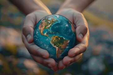 Our Influence Shapes the World We Share:Hands Holding the Globe,a Symbol of Global Responsibility and Collective Impact