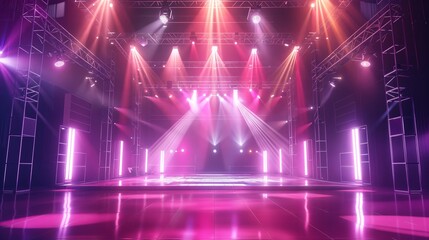 Lighting ramp with powerful spotlights for creating artificial lighting when working in the theater, film studio