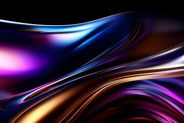 Mesmerizing Holographic Waves of Smooth Abstract Glass Forms and Luminous Shapeless Patterns in a Futuristic Digital Composition