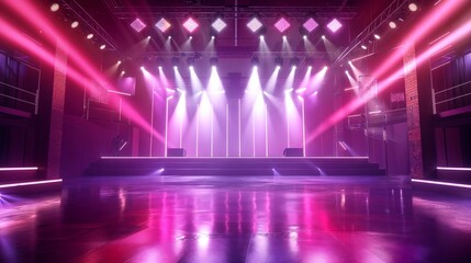 Lighting ramp with powerful spotlights for creating artificial lighting when working in the theater, film studio