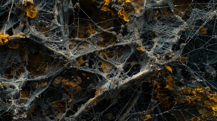 Hidden beneath the earth a breathtakingly intricate web of fungal filaments spreads out nourishing the soil with nutrients and facilitating - obrazy, fototapety, plakaty
