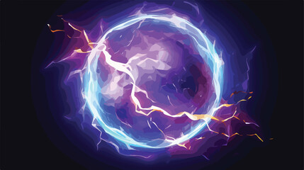 Electric lightning energy explosion ball vector. 3d