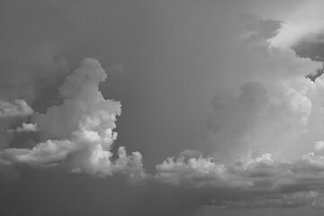 black and white image, buautiful sky with cloud in rainy day